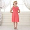 Calla Collection Flower Girl Dresses Girls Short Pleated Coral Chiffon Dress By Calla C620