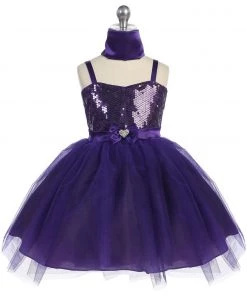 Calla Collection Kids Girls Short Purple Tulle Dress With Sequined Top By Calla 750