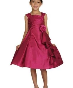 ABC Fashion Girls Short Red Dresses With Ruffled Skirt