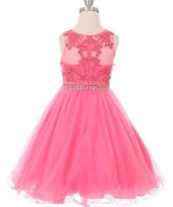 Girls Short Ruffled Dress With Beaded Bodice By Cinderella Couture 5013