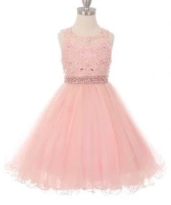 Girls Short Ruffled Dress With Beaded Bodice By Cinderella Couture 5013
