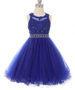Girls Short Ruffled Dress With Beaded Bodice By Cinderella Couture 5013