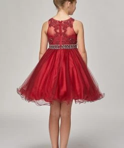 Girls Short Ruffled Dress With Beaded Bodice By Cinderella Couture 5013