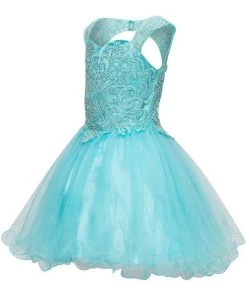 Girls Short Ruffled Dress With Beaded Bodice By Cinderella Couture 5080 Kids