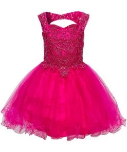 Girls Short Ruffled Dress With Beaded Bodice By Cinderella Couture 5080 Kids