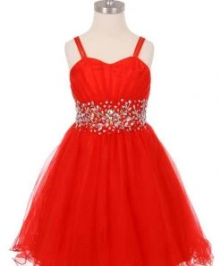 Kids Girls Short Ruffled Dress With Corset Back By Cinderella Couture 65008