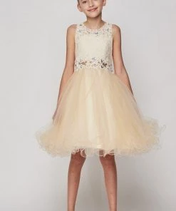 Dama Dresses Girls Short Ruffled Dress With Lace Bodice By Cinderella Couture 5010