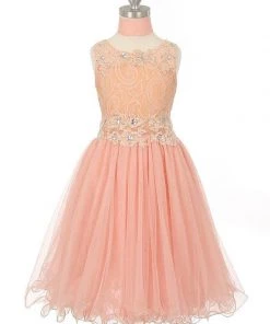 Dama Dresses Girls Short Ruffled Dress With Lace Bodice By Cinderella Couture 5010