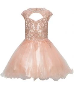 Girls Short Ruffled Dress With Lace Bodice By Cinderella Couture 5083 Kids