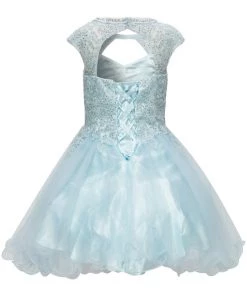 Girls Short Ruffled Dress With Lace Bodice By Cinderella Couture 5083 Kids