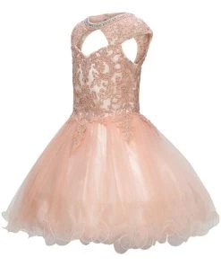 Girls Short Ruffled Dress With Lace Bodice By Cinderella Couture 5083 Kids