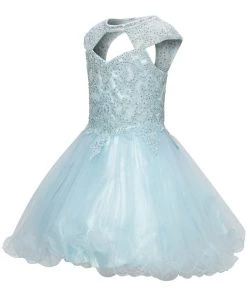 Girls Short Ruffled Dress With Lace Bodice By Cinderella Couture 5083 Kids