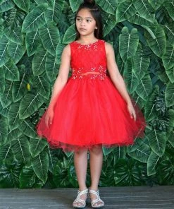 Calla Collection Flower Girl Dresses Girls Short Ruffled Tulle Dress With Lace Bodice By Calla D791