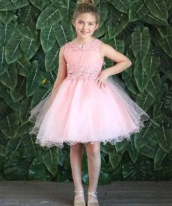 Calla Collection Flower Girl Dresses Girls Short Ruffled Tulle Dress With Lace Bodice By Calla D791