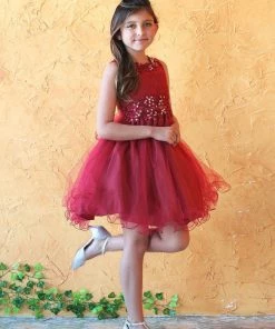 Calla Collection Flower Girl Dresses Girls Short Ruffled Tulle Dress With Lace Bodice By Calla D791