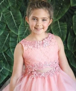 Calla Collection Flower Girl Dresses Girls Short Ruffled Tulle Dress With Lace Bodice By Calla D791