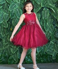 Calla Collection Flower Girl Dresses Girls Short Ruffled Tulle Dress With Lace Bodice By Calla D791