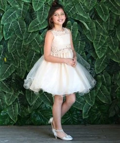 Calla Collection Flower Girl Dresses Girls Short Ruffled Tulle Dress With Lace Bodice By Calla D791
