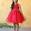 Calla Collection Flower Girl Dresses Girls Short Ruffled Tulle Dress With Lace Bodice By Calla D791