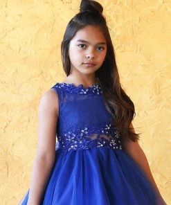 Calla Collection Flower Girl Dresses Girls Short Ruffled Tulle Dress With Lace Bodice By Calla D791