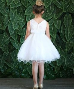 Calla Collection Flower Girl Dresses Girls Short Ruffled Tulle Dress With Lace Bodice By Calla D791