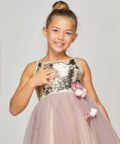 Girls Short Sequin Top Tulle Dress By Cinderella Couture 5094