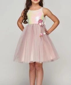 Girls Short Sequin Top Tulle Dress By Cinderella Couture 5094