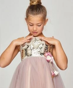 Girls Short Sequin Top Tulle Dress By Cinderella Couture 5094