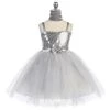 Calla Collection Girls Short Silver Tulle Dress With Sequined Top By Calla 750