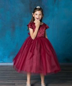 Calla Collection Girls Short Sleeve Dress With Floral Appliques By Calla D799 Flower Girl Dresses