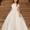 Mary's Bridal Angels Collection Girls Short Sleeve Satin Gown By Mary's Bridal MB9077 Flower Girl Dresses