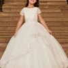 Mary's Bridal Angels Collection Girls Short Sleeve Tulle Gown By Mary's Bridal MB9081 1 Mary's Bridal Angels Collection Girls Short Sleeve Tulle Gown By Mary's Bridal MB9081
