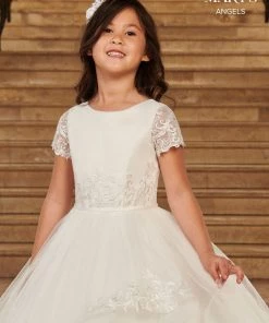 Mary's Bridal Angels Collection Girls Short Sleeve Tulle Gown By Mary's Bridal MB9081