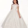 Mary's Bridal Angels Collection Girls Short Sleeve Tulle Gown By Mary's Bridal MB9096 White Dresses 1 Mary's Bridal Angels Collection Girls Short Sleeve Tulle Gown By Mary's Bridal MB9096 White Dresses