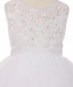 Flower Girl Dresses Girls Short Sleeveless Lace Dress By Cinderella Couture 9029