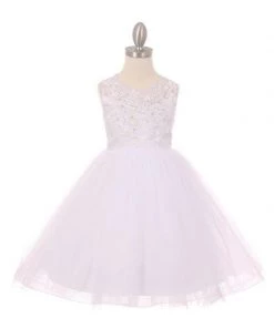 Flower Girl Dresses Girls Short Sleeveless Lace Dress By Cinderella Couture 9029