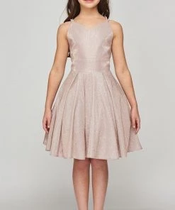 Girls Short Sleeveless Metallic Dress By Cinderella Couture 8011