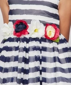 Girls Short Striped Dress With Flower Sash By Cinderella Couture 9079 Flower Girl Dresses