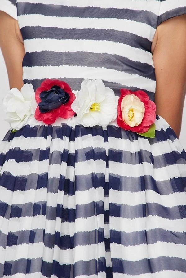 Girls Short Striped Dress With Flower Sash By Cinderella Couture 9079 Flower Girl Dresses 4 Girls Short Striped Dress With Flower Sash By Cinderella Couture 9079 Flower Girl Dresses