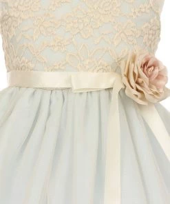 Girls Short Tulle Dress With Lace Bodice By Cinderella Couture 1142 Flower Girl Dresses