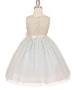 Girls Short Tulle Dress With Lace Bodice By Cinderella Couture 1142 Flower Girl Dresses
