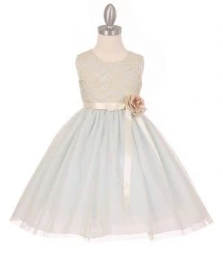 Girls Short Tulle Dress With Lace Bodice By Cinderella Couture 1142 Flower Girl Dresses