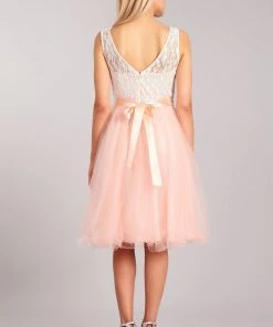 Girls Short Tulle Dress With Lace Bodice By Cinderella Couture 5002 Dama Dresses 20 Girls Short Tulle Dress With Lace Bodice By Cinderella Couture 5002 Dama Dresses