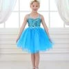Calla Collection Girls Short Turquoise Tulle Dress With Sequined Top By Calla 750