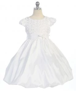 ABC Fashion Girls Short White Dresses With Rosettes