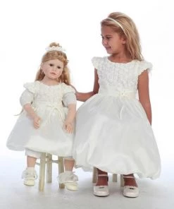ABC Fashion Girls Short White Dresses With Rosettes