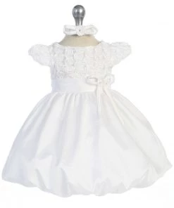 ABC Fashion Girls Short White Dresses With Rosettes