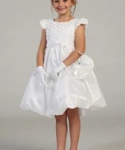 ABC Fashion Girls Short White Dresses With Rosettes