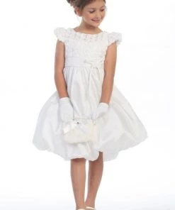 ABC Fashion Girls Short White Dresses With Rosettes