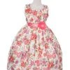 Girls Sleeveless Coral Floral Print Dress By Cinderella Couture ME732